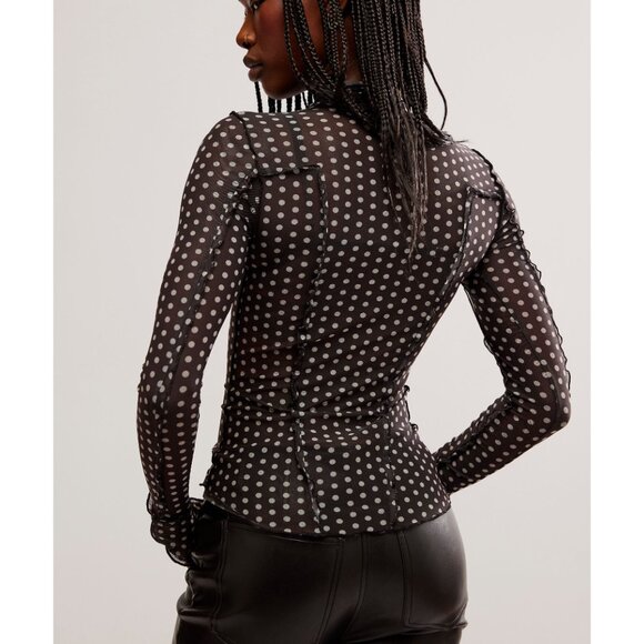 FREE PEOPLE Charlie Printed Mesh Top / Luna Dot - Picture 4 of 6
